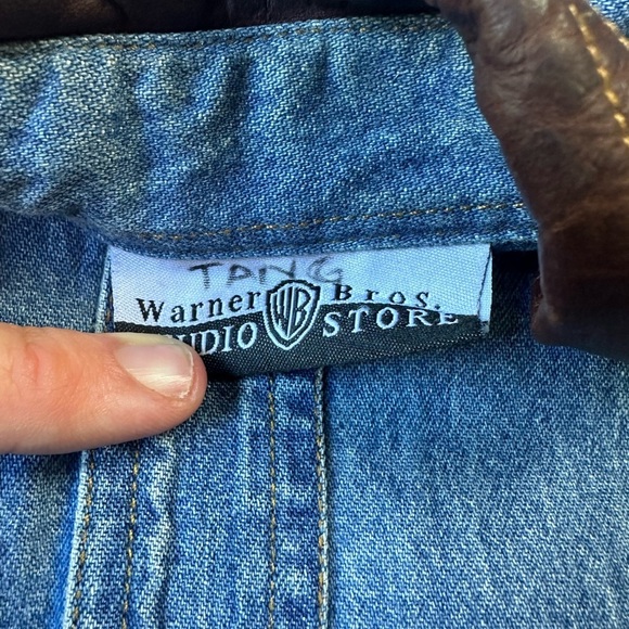 Vintage Looney Tunes Taz Denim Button-up Shirt Large - Picture 3 of 4